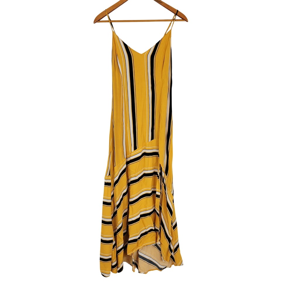 Lush Spaghetti Strap Maxi Dress Striped Size Small Yellow Black